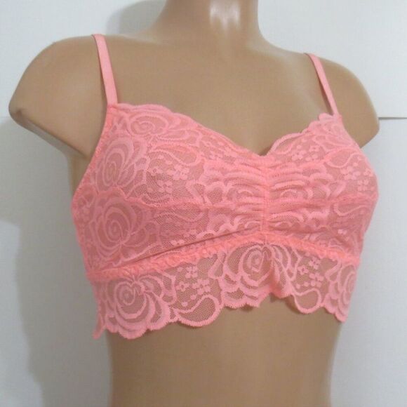 PINK Victoria's Secret Pink Lace Unlined Wireless
Ruched Front Bralette - Picture 5 of 7